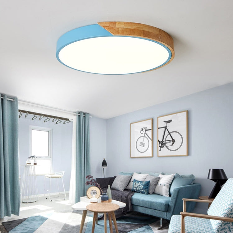 Wood Macaron LED Round Ceiling Lamp, White Light