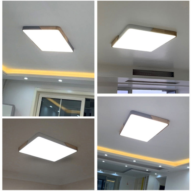 Wood Macaron LED Square Ceiling Lamp, 3-Colors Light