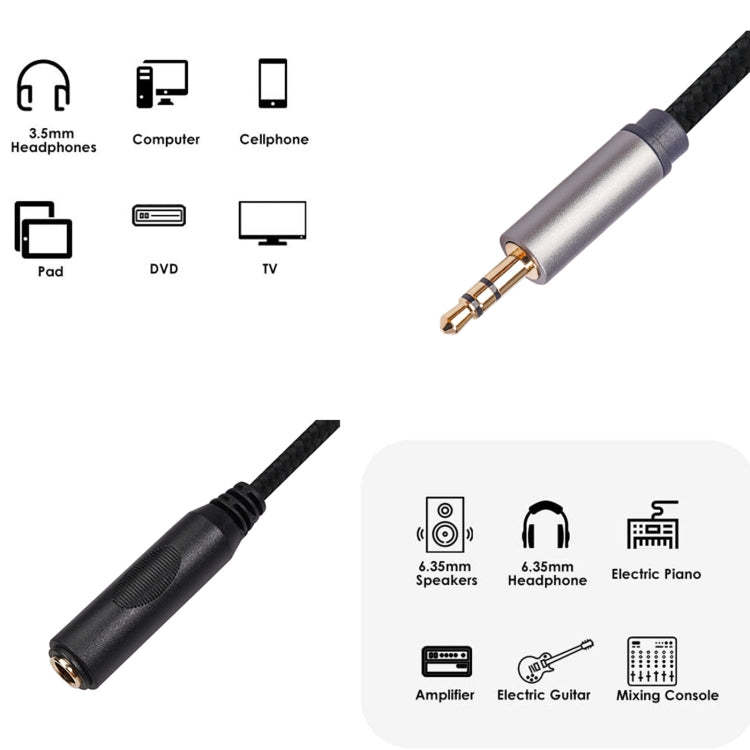 2 PCS/Pack 3662B-02-03 3.5mm Male to 6.35mm Female Audio Cable