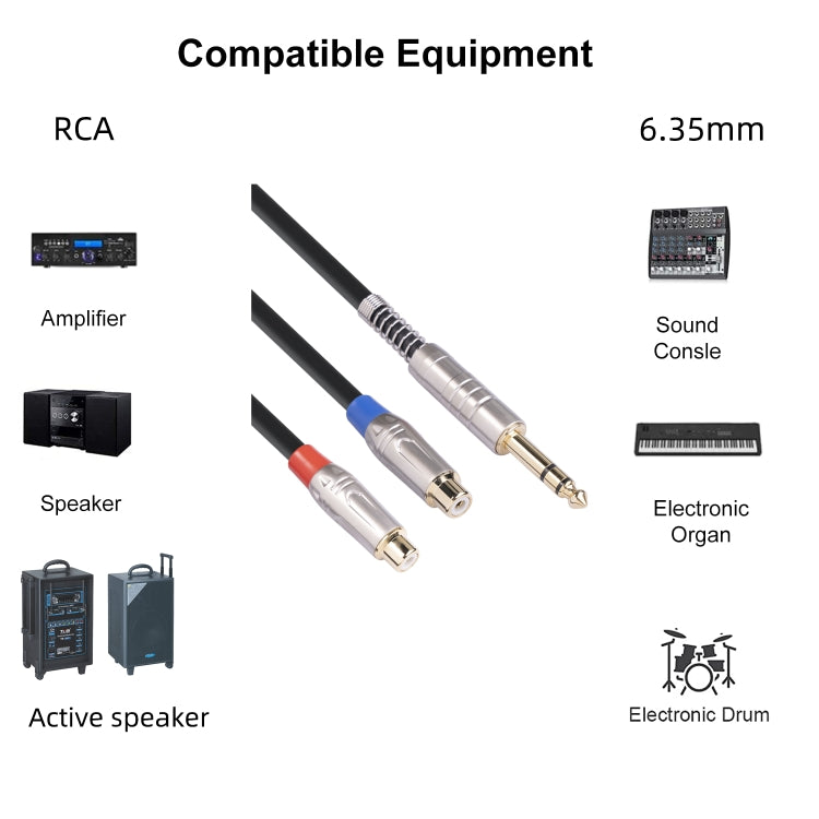 TC030YTR048-03 6.35mm Male to Dual RCA Female Bifurcated Audio Cable