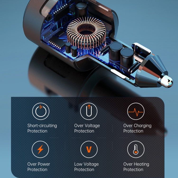 SC01 65W QC3.0 + PD Dual Ports Car Charger with Voltage Display