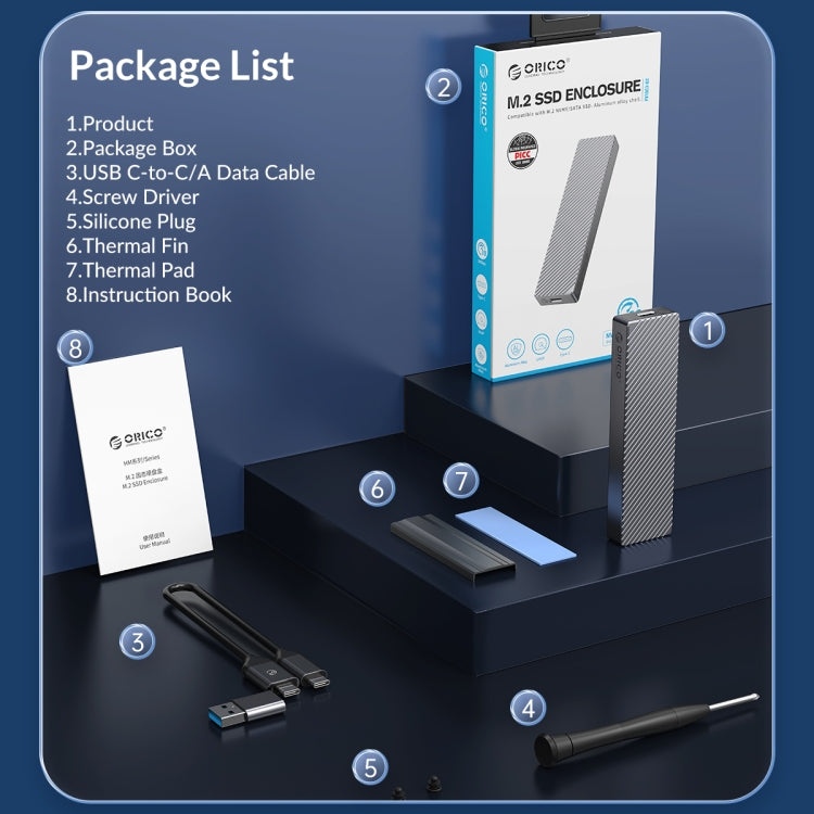 ORICO 10Gbps USB3.2 Gen2 Type-C M.2 NVMe/NGFF(SATA) Dual Protocol SSD Enclosure