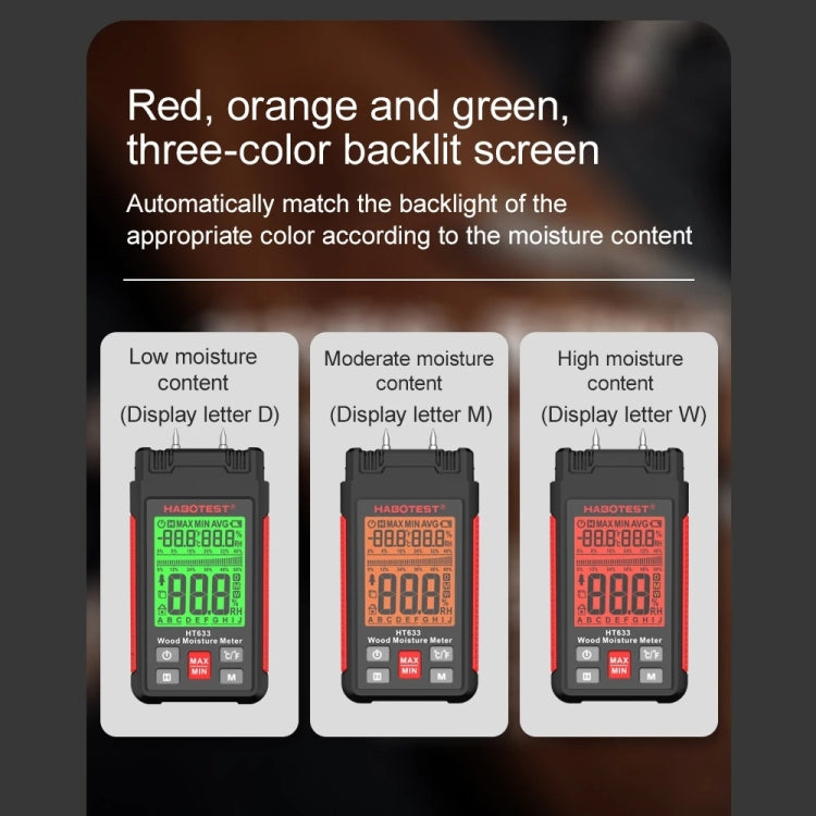 HABOTEST HT633 Portable Multifunctional Digital Display Wood Moisture Detector