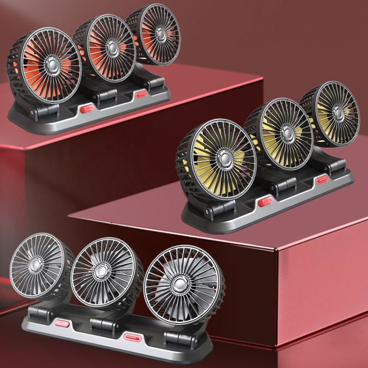 F4310 360-Degree Rotating Adjustable Car Three-Head Fan