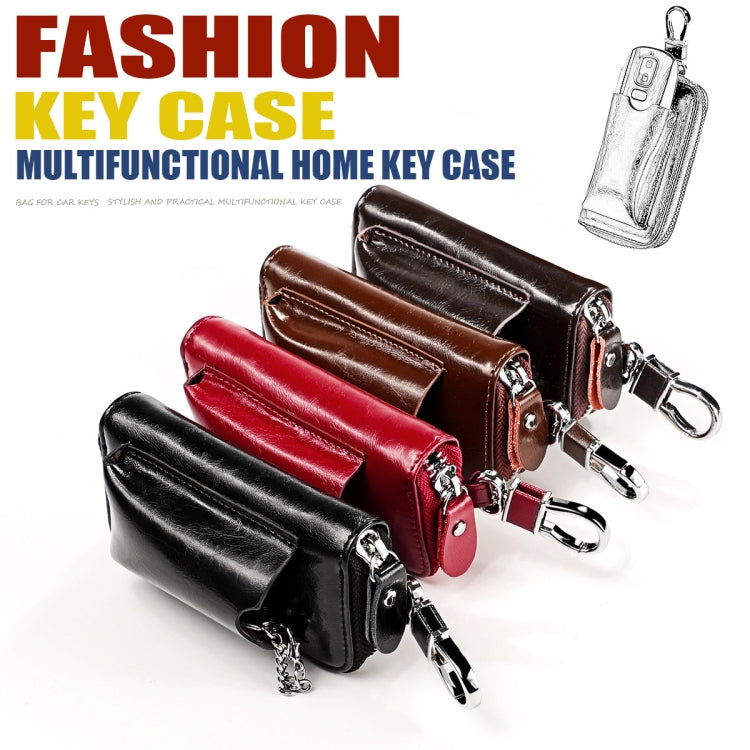 9108 Large Capacity Zipper Leather Keys Holder Bag Multi-function Wallet