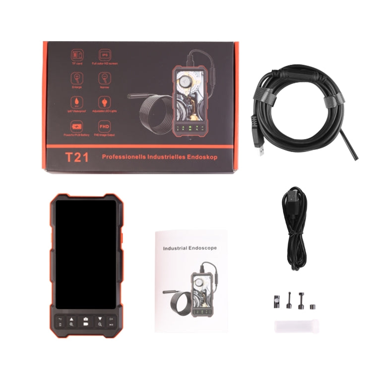 T21 4.5 inch IPS Color Screen 7.9mm Triple Camera Split Hard Cable Industrial Endoscope
