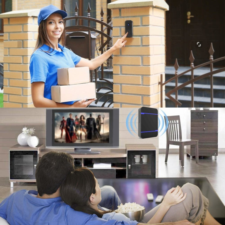 N15K-2T1-B 110dB IP55 Waterproof Wireless Doorbell, Receiver x 1 and Transmitter x 2, US Plug