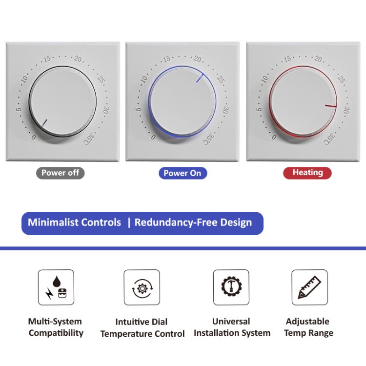 Smart Home Screenless Knob Thermostat Only With External Sensors, Dual Color LED Indicator