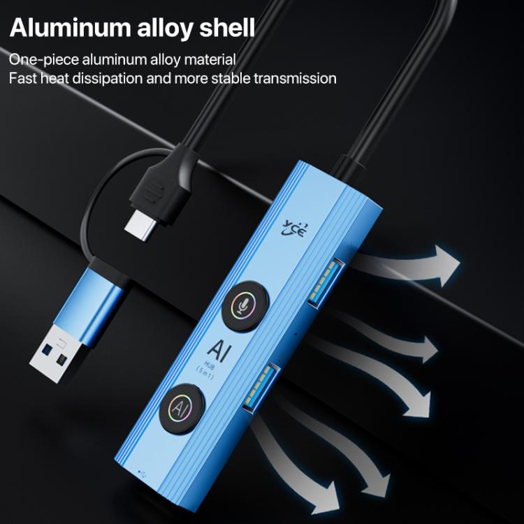 YCE V295B 5 in 1 USB3.0 / Type-C HUB Adapter AI Docking Station