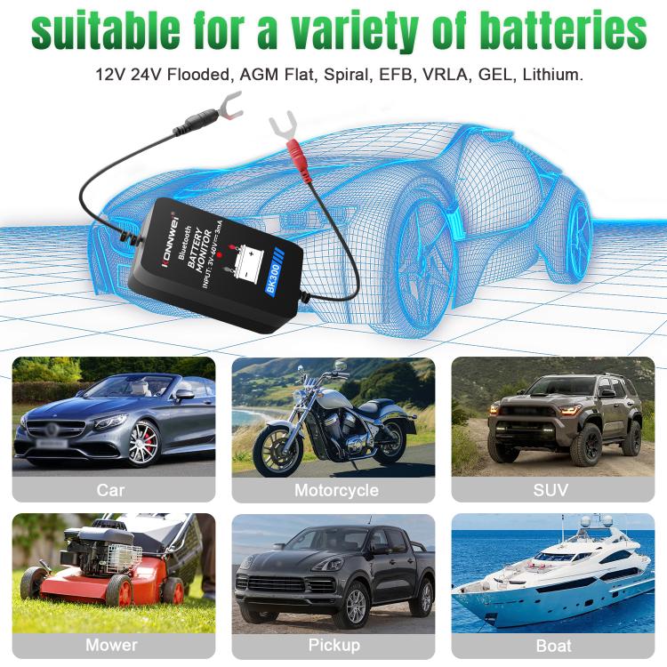 KONNWEI BK300 6V / 12V / 24V Car Bluetooth 5.0 Battery Monitor Diagnostic Tool