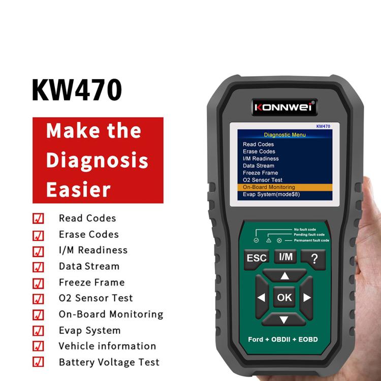 KONNWEI KW470 2.8 inch Color Screen Car OBD2 Fault Diagnostic Scan Tool for Ford