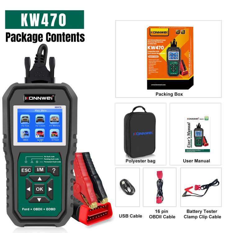 KONNWEI KW470 2.8 inch Color Screen Car OBD2 Fault Diagnostic Scan Tool for Ford