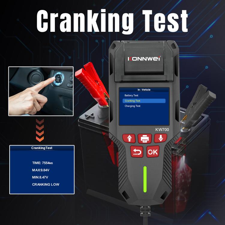 KONNWEI KW700 12V / 24V 2.8 inch Color Screen Car Battery Tester with Printer