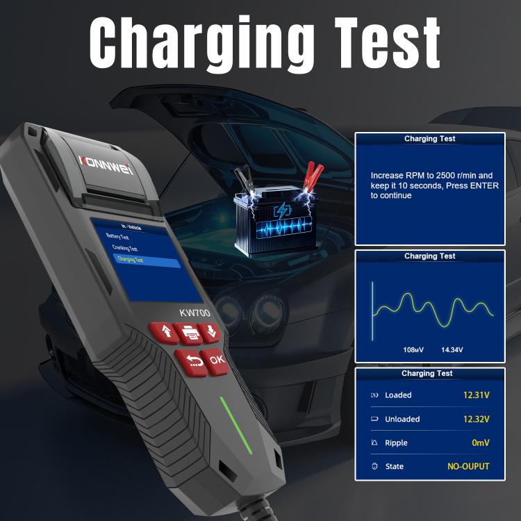 KONNWEI KW700 12V / 24V 2.8 inch Color Screen Car Battery Tester with Printer