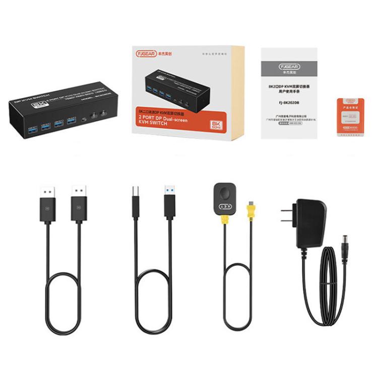 FJGEAR FJ-8K202DB 8K 60Hz DP Monitor KVM Switch