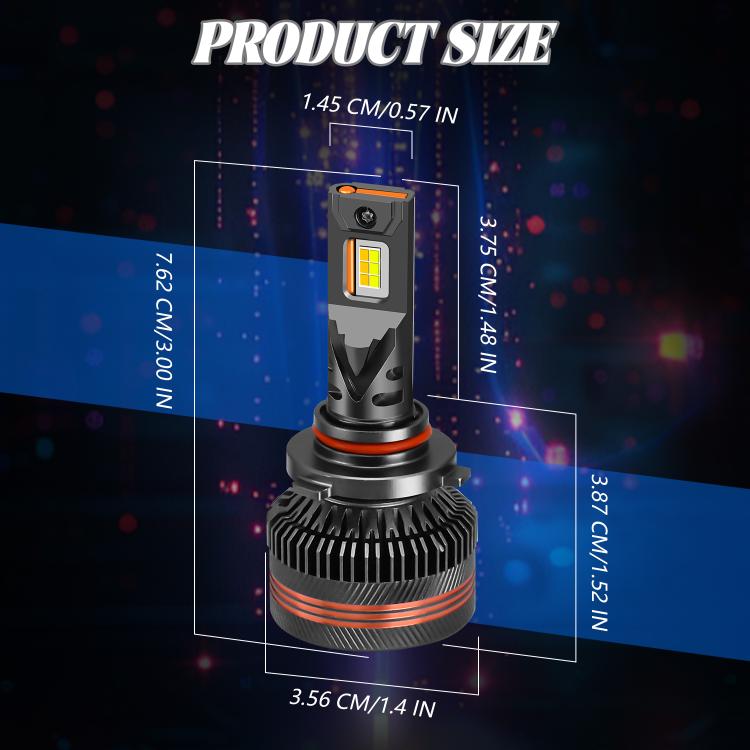 2pcs/Pack 60W 8000LM 6000K Three Color Remote Control Car LED Headlight Bulb