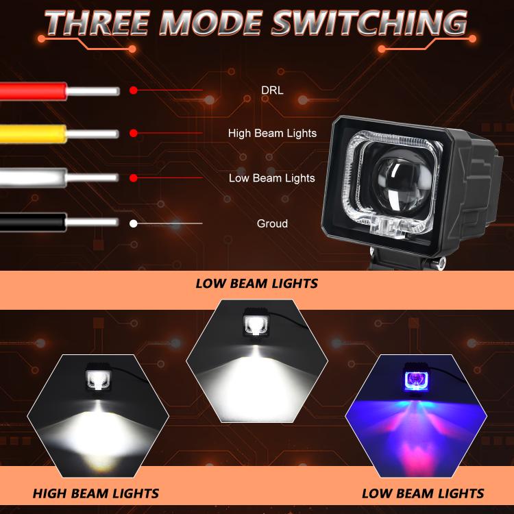 2pcs/Pack 35W 3600LM 6500K Car Square HD Large Lens Spotlight Work Light