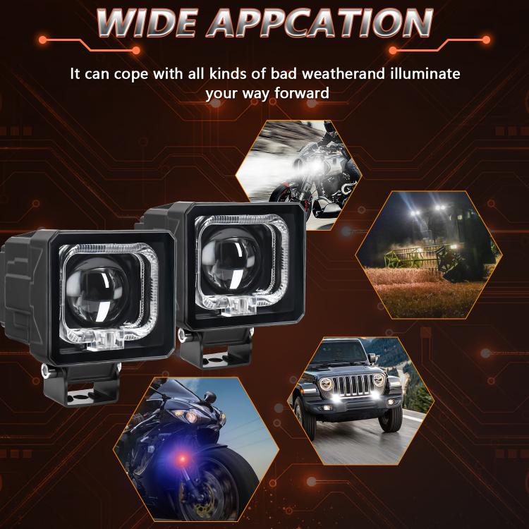 2pcs/Pack 35W 3600LM 6500K Car Square HD Large Lens Spotlight Work Light