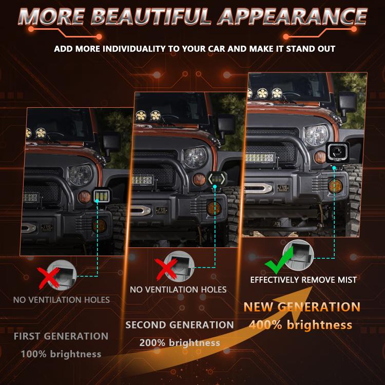 2pcs/Pack 35W 3600LM 6500K Car Square HD Large Lens Spotlight Work Light