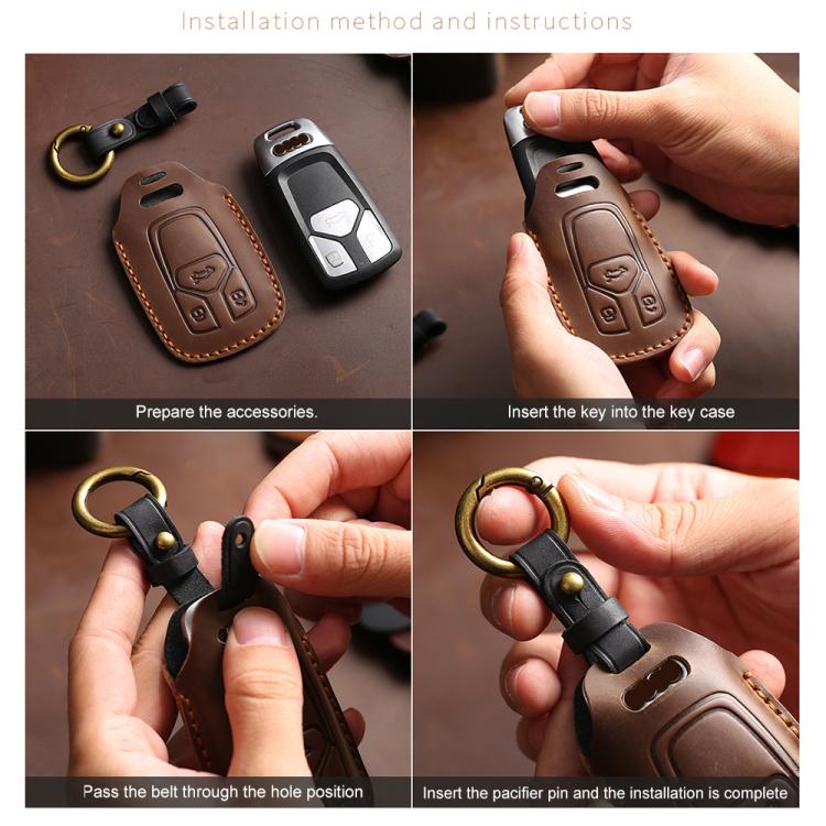 For Toyota Corolla 2-button B110 Crazy Horse Cowhide Car Key Protection Cover