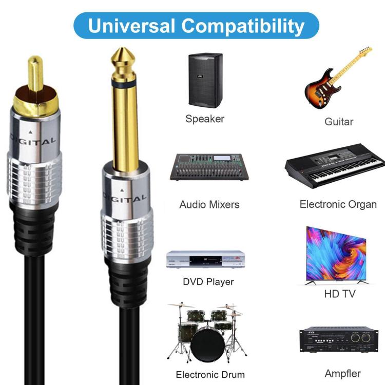 6.35mm Mono Plug Male to RCA Male Audio Adapter Cable for Ampfler, Speaker, Guitar