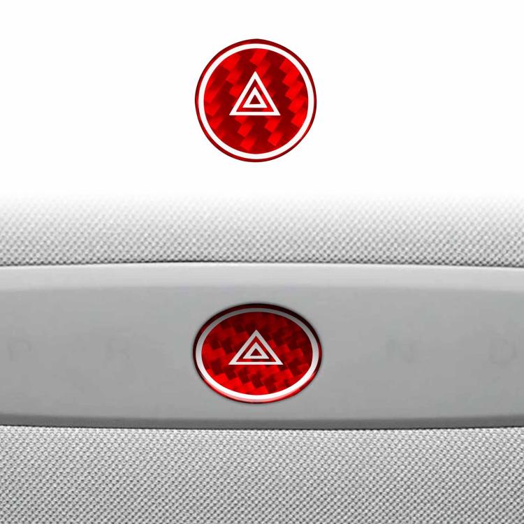 For Tesla Model 3 2023- Carbon Fiber Car Emergency Light Button with Label Decorative Sticker