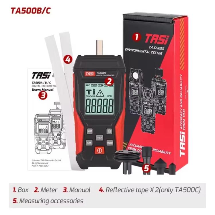 TASI TA500B Contact Measurement Laser Tachometer Digital Display Measuring Speed Meter