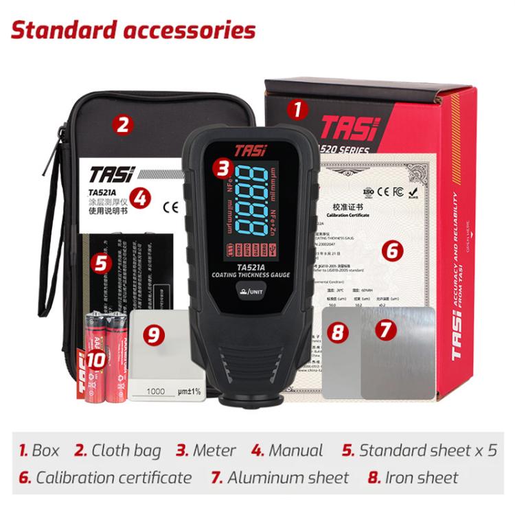 TASI TA521A Car Paint Film Meter Paint Surface Tester Coating Thickness Gauge
