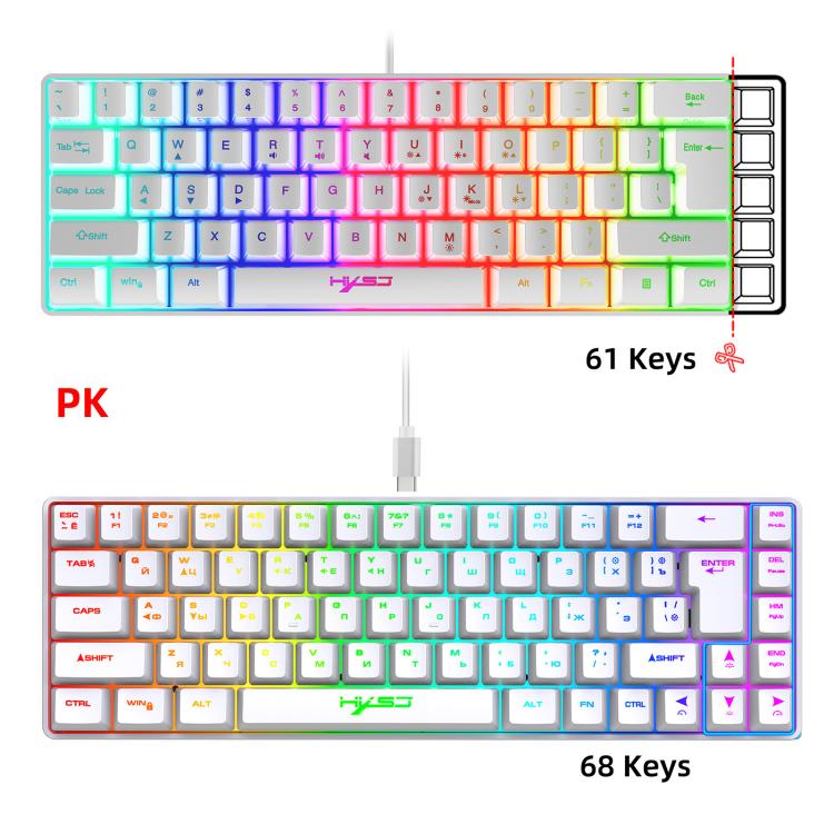 HXSJ V200 Russian Version Wired RGB Backlit Mechanical Keyboard 68 Key Caps, Cable Length: 1.7m