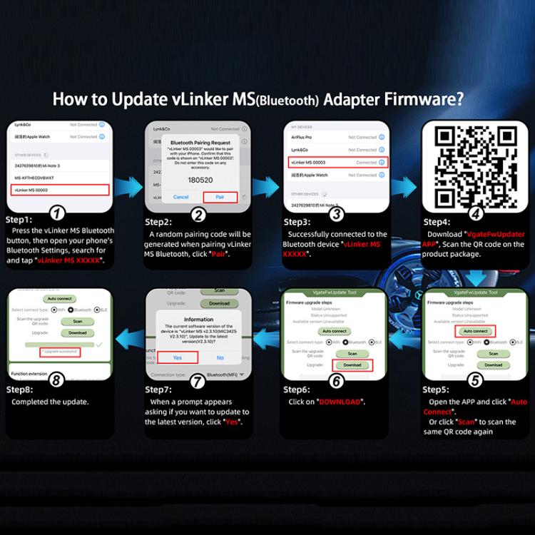 Vgate vLinker MS 12V / 24V Bluetooth Car OBD2 Scanner