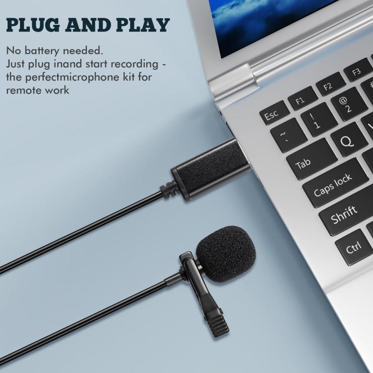 USB Interface Lavalier Microphone for Laptop Live Conference Recording
