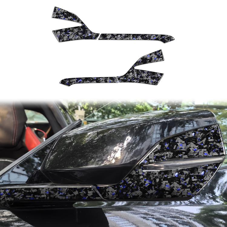 4pcs/Set Forged Gold Foil Carbon Fiber Car Rearview Mirror Decorative Sticker for Chevrolet Corvette C8 2020-, Left Driver