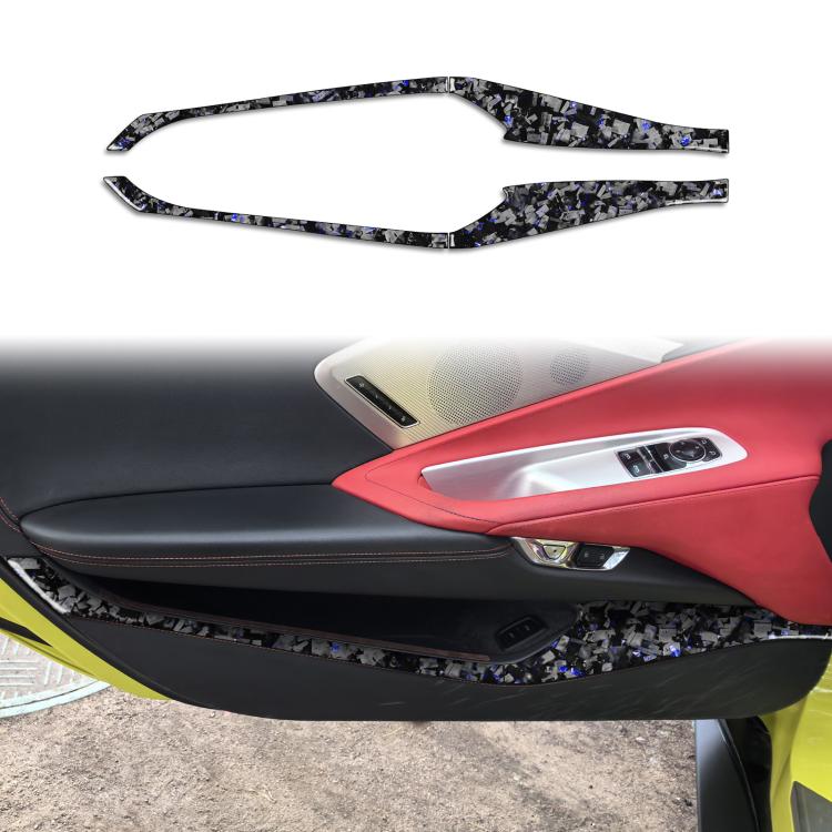 4pcs/Set Forged Gold Foil Carbon Fiber Car Door Storage Panel Decorative Sticker for Chevrolet Corvette C8 2020-, Left and Right Driver