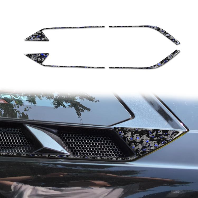 4pcs/Set Forged Gold Foil Carbon Fiber Car Roof Engine Vents Decorative Sticker for Chevrolet Corvette C8 2020-, Left and Right Driver