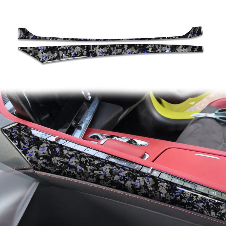 2pcs/Set Forged Gold Foil Carbon Fiber Car Center Console Side Decorative Sticker for Chevrolet Corvette C8 2020-, Right Driver