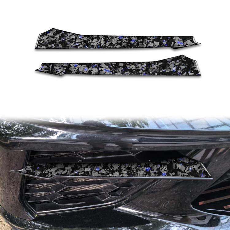 2pcs/Set Forged Gold Foil Carbon Fiber Car Front Sides Air Vents Decorative Sticker for Chevrolet Corvette C8 2020-, Left and Right Driver