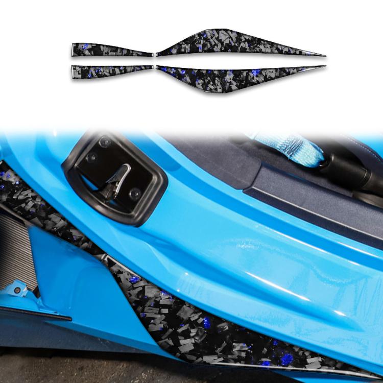 4pcs/Set Forged Gold Foil Carbon Fiber Car Door Armrest Side Decorative Sticker for Chevrolet Corvette C8 2020-, Left and Right Driver