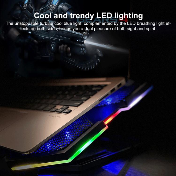 NUOXI YL-021 6-Fans RGB Light Laptop Radiator Adjustable Cooling Holder