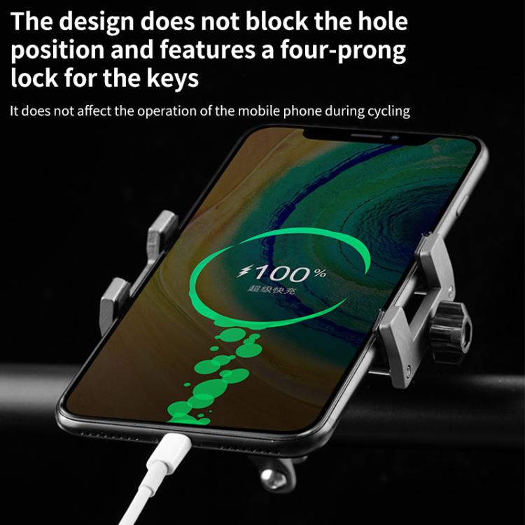 Motorcycle Bicycle Riding Navigation Aluminum Alloy Shockproof Phone Clamp Bracket