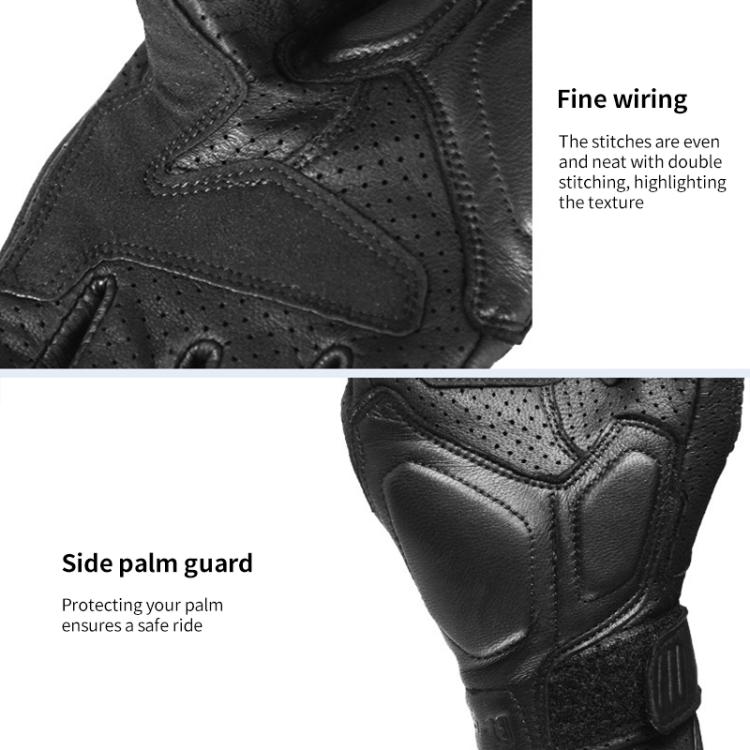 GHOST RACING GR-ST11 Retro Motorcycle Genuine Leather Touch Screen Full Finger Gloves