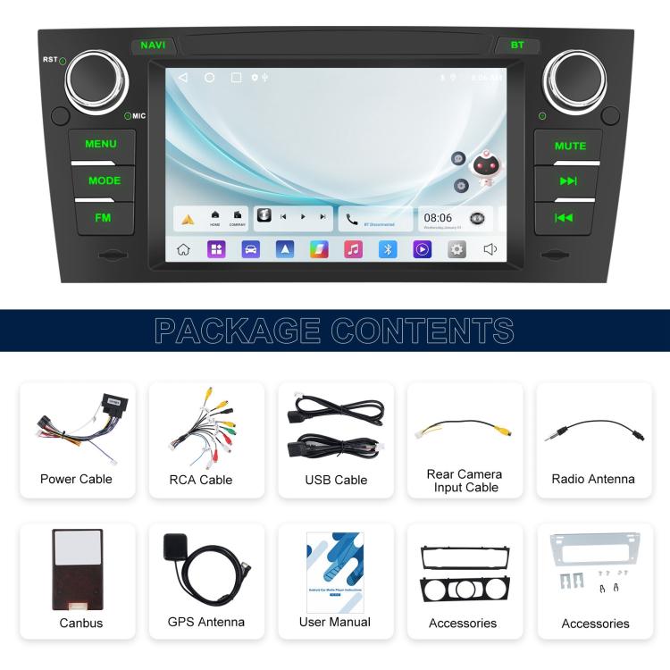 For BMW 3 Series E90 Android 15 7 inch Car CarPlay Car Navigation Reversing Image Integrated Machine