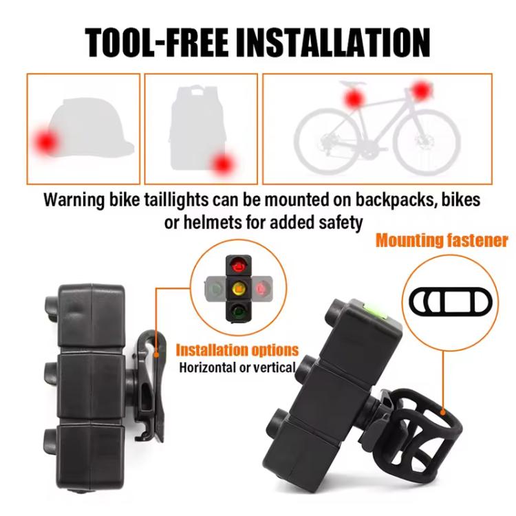 QX-W19 Creative Bicycle Three Color LED Tail Light, Safe Night Riding Warning Light, QX-W19