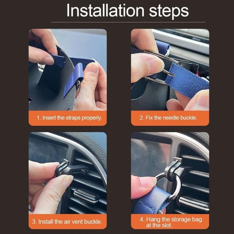 Car Air Vent PU Leather Storage Hanging Bag