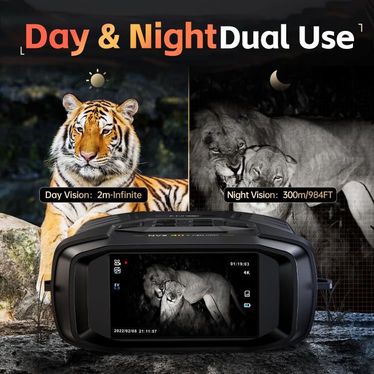 FNIRSI NVS-40 Small Portable Outdoor 4K Full Color HD Infrared Binocular Night Vision Device, NVS-40