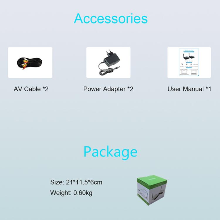 Measy AV230 2.4GHz Wireless Audio / VideoTransmitter & Receiver 1TX to 2RX, AV230-2