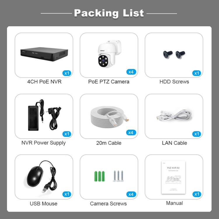 SriHome NVS005-POE030 3MP HD 4-CH POE Camera Network Video Recorder Kit