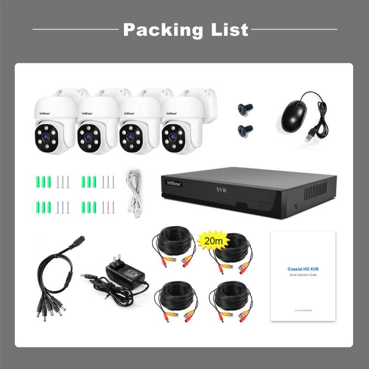 SriHome NVS008-AHD030 5MP HD 4-CH XVR NVR Camera Network Video Recorder Kit