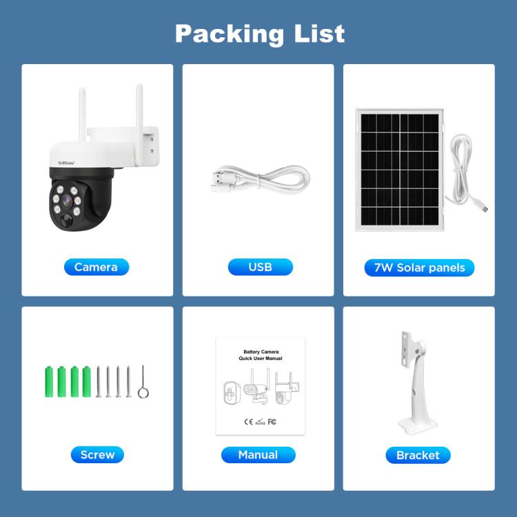 SriHome DH006 4MP 2K Low Power Consumption Wireless Security Camera System with Solar Panel