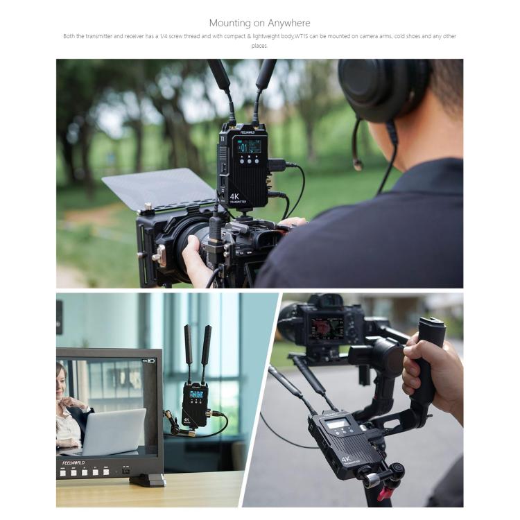 FEELWORLD WT1S 4K Wireless Video Transmission System SDI + Dual HDMI-compatible Full Duplex Intercom Live Streaming