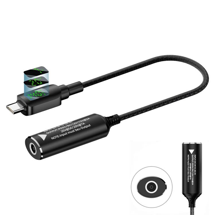 140W Digital Display Laptop Charging Adapter Connector, DC 4.5 x 0.6mm to Type-C Male, DC 5.5 x 2.1mm to Type-C Male, DC 5.5 x 2.5mm to Type-C Male, DC 6.0 x 0.6mm to Type-C Male, DC 7.4 x 0.6mm to Type-C Male, DC 7.9 x 0.9mm to Type-C Male